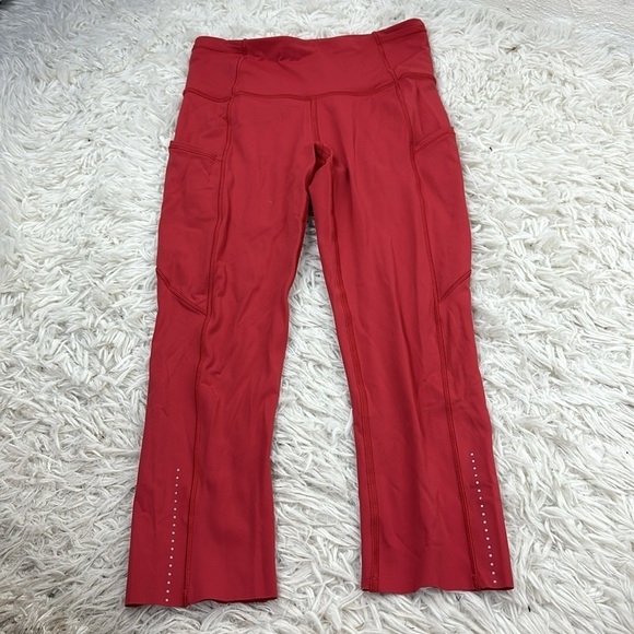 Lululemon Fast & Free Crop II *Nulux 19" Persian Red - Picture 1 of 5